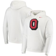Мужской белый пуловер с капюшоном и логотипом Ohio State Buckeyes Vintage School Nike