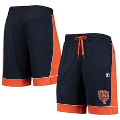 Мужские темно-синие/оранжевые модные шорты, любимые фанатами Chicago Bears Starter