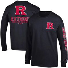 Мужская черная футболка с длинным рукавом Rutgers Scarlet Knights Team Stack Champion
