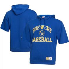 Мужской флисовый пуловер с короткими рукавами Mitchell &amp; Ness Royal Milwaukee Brewers Cooperstown Collection