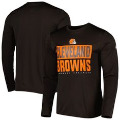 Мужская коричневая футболка Cleveland Browns с длинным рукавом с аутентичным офсайдом New Era