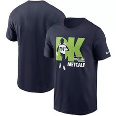 Мужская темно-синяя футболка с рисунком игрока DK Metcalf College Seattle Seahawks Player Nike