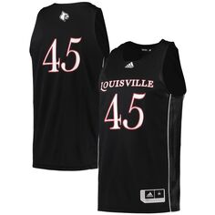 Мужская баскетбольная майка № 45 черного цвета Louisville Cardinals Swingman adidas