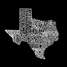Великий штат Техас — мужская футболка с рисунком Word Art LA Pop Art, черный