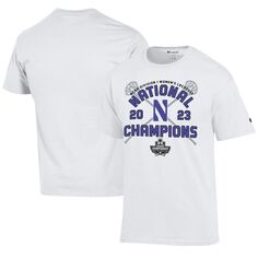 Белая футболка Национальной женской раздевалки по лакроссу Northwestern Wildcats 2023 NCAA Champion