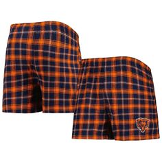 Мужские спортивные темно-синие/оранжевые фланелевые боксеры Chicago Bears Ledger Ledger