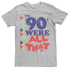 Мужская футболка с рисунком в стиле ретро All That The Nineties Were Nickelodeon, серебристый