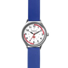 Женские часы для медсестры Dakota среднего размера синего цвета с силиконовым ремешком