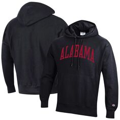 Мужской черный пуловер с капюшоном Alabama Crimson Tide Team Arch обратного переплетения Champion