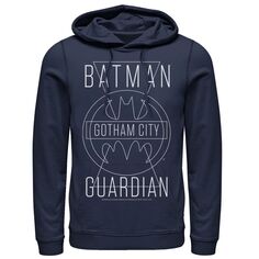 Мужская толстовка с капюшоном из комиксов DC Бэтмен Готэм-сити Guardian с текстовым плакатом DC Comics, синий