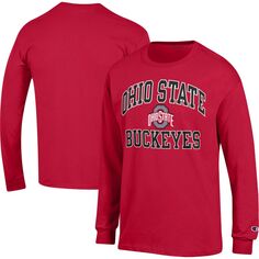 Мужская футболка Scarlet Ohio State Buckeyes High Motor с длинными рукавами Champion