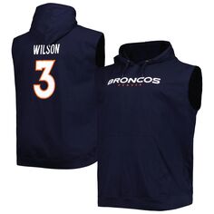 Мужской темно-синий пуловер с капюшоном Russell Wilson Denver Broncos Big &amp; Tall Muscle