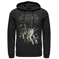 Мужской пуловер с капюшоном и графическим логотипом в винтажном стиле, групповой снимок Star Wars
