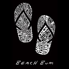BEACH BUM — мужская футболка с длинным рукавом с надписью Word Art LA Pop Art