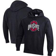 Мужской черный пуловер с капюшоном и логотипом Ohio State Buckeyes Vault обратного переплетения Champion
