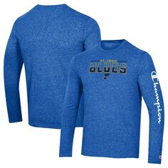 Мужская футболка с длинными рукавами Heather Royal St. Louis Blues Tri-Blend Champion