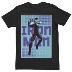 Мужская футболка с постером в полутонах в стиле поп-арт «Железный человек» Marvel
