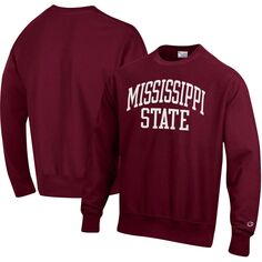Мужской темно-бордовый пуловер Mississippi State Bulldogs Arch обратного плетения свитшот Champion