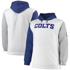 Мужской королевский/белый пуловер с капюшоном Indianapolis Colts Big &amp; Tall