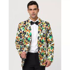 Мужской повседневный пиджак с цветочным принтом и лацканами на одной пуговице Lars Amadeus
