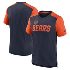 Мужская темно-синяя/оранжевая футболка с рисунком Chicago Bears с цветными блоками и названием команды Nike