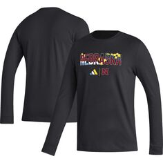 Мужская черная футболка Nebraska Huskers Honoring Black Excellence с длинным рукавом adidas