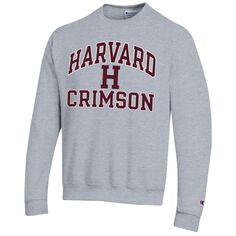 Мужской пуловер с капюшоном цвета Хизер Серый Harvard Crimson High Motor Champion