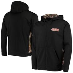 Мужская толстовка с капюшоном Dunbrooke Black/Realtree Camo San Francisco 49ers Decoy Tech Fleece с молнией во всю длину