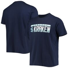 Темно-синяя мужская футболка Levelwear Seattle Kraken Richmond с надписью Wordmark