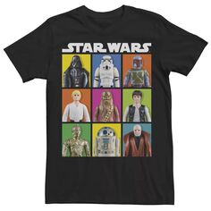 Мужская футболка с вставками в видеобокс для игрушек «Звездные войны», групповой снимок Star Wars, черный