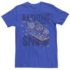 Мужская футболка Rugrats Trio с графическим рисунком «Лихание по снегу на санках» Nickelodeon