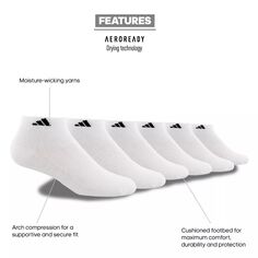 Набор из 6 нижних низких носков Big &amp; Tall с мягкой подкладкой adidas, белый