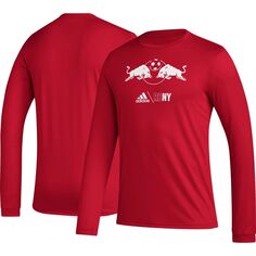 Мужская красная футболка с длинным рукавом New York Red Bulls Icon adidas