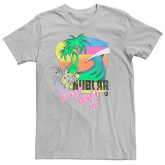 Мужская пляжная футболка с рисунком Jurassic World Isla Nublar Raptor Licensed Character, серебристый