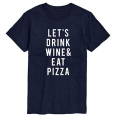 Мужская футболка с рисунком «Давай выпьем вино и съедим пиццу», Синяя License, синий