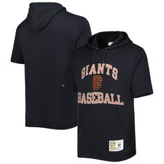 Мужской черный флисовый пуловер с короткими рукавами Mitchell &amp; Ness San Francisco Giants Cooperstown Collection