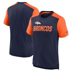 Мужская темно-синяя/оранжевая футболка с рисунком Denver Broncos с названием команды в стиле колор-блок Nike