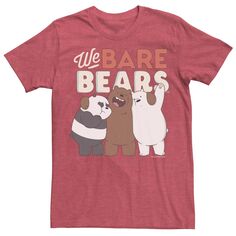 Мужская футболка с портретом и рисунком Cartoon Network We Bare Bears Trio Licensed Character