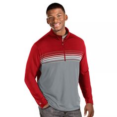 Мужской пуловер Pace стандартного кроя с цветными блоками и молнией до четверти Antigua