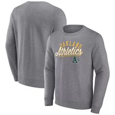 Мужской пуловер с логотипом Heather Grey Oakland Athletics Simplicity Fanatics