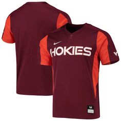 Мужская темно-бордовая бейсбольная майка Virginia Tech Hokies с 2 пуговицами Nike