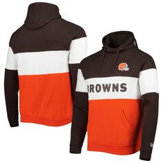 Мужской оранжевый пуловер с капюшоном Cleveland Browns Colorblock Current New Era