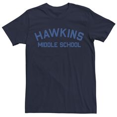 Мужская простая синяя футболка с надписью Netflix Stranger Things для средней школы Licensed Character