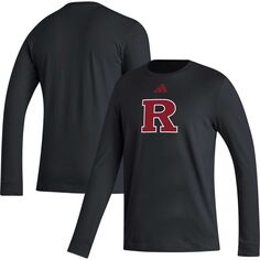 Мужская черная футболка с длинным рукавом и логотипом Rutgers Scarlet Knights Locker Fresh adidas