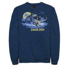 Мужской свитшот с потертым портретом «Парк Юрского периода Raptor» Jurassic Park, синий