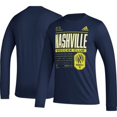 Мужская темно-синяя футболка с длинным рукавом Nashville SC Club DNA adidas