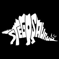 Стегозавр - мужская футболка с рисунком Word Art LA Pop Art, черный