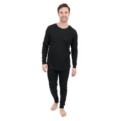 Мужская хлопковая пижама из двух частей, нейтральный однотонный цвет Leveret, черный