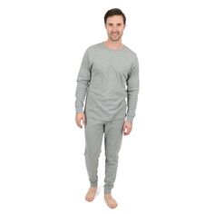 Мужская хлопковая пижама из двух частей, нейтральный однотонный цвет Leveret, светло-серый
