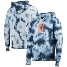 Мужской темно-синий пуловер с капюшоном Detroit Tigers Tie Dye New Era